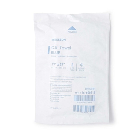 Mckesson Blue Sterile O.R. Towel, 17 x 27 Inch, 80PK 16-6002-B